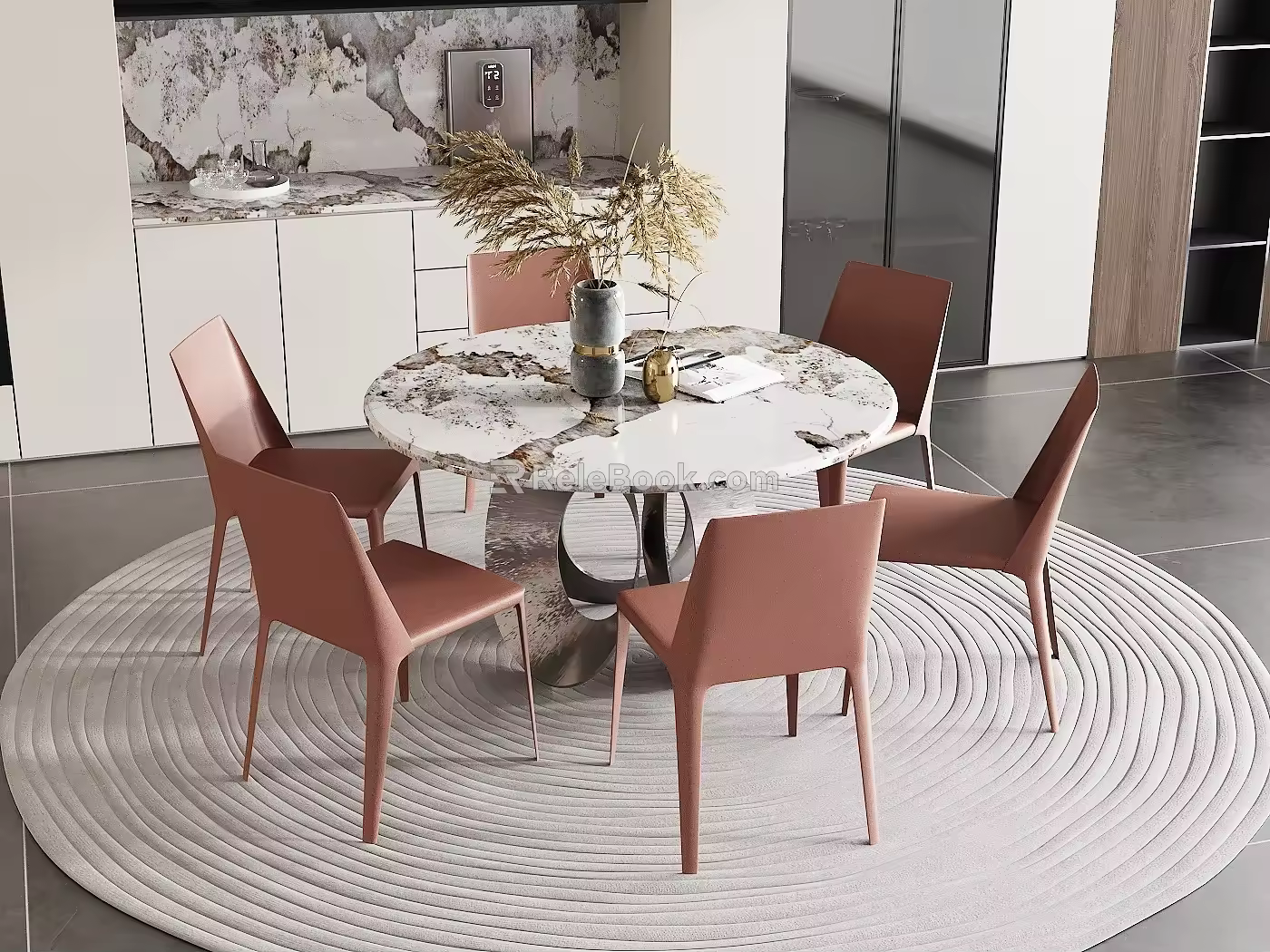 Modern Dining Table and Chair Combination 3d model