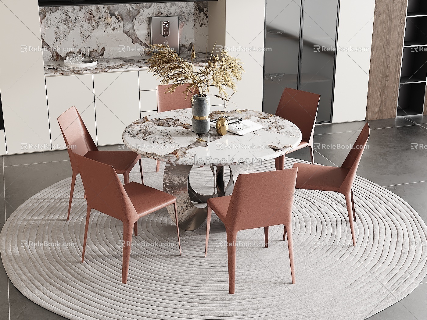 Modern Dining Table and Chair Combination 3d model