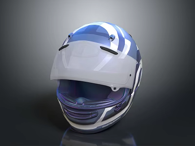 Weapon Tactical Helmet In Blue And White Color With Protective Face Shield Design 3d model