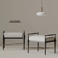 POLIFORM Modern Sofa Stools With Black Frame Beige Cushion And Gold Metal Details