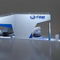 FAW Commercial Vehicle Exhibition Booth With Modern Design And Multiple Truck Displays