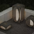 Modern Outdoor Lights With Perforated Grid Design And Warm Glow For Garden Patio