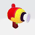 Bright Red Yellow Inflatable Toy Gun with Horn Shaped Front Yellow Button and Handle