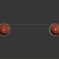 Traditional Scroll As Daily Life Item With Red Decorative Ends And Yellow Body