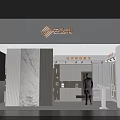 Ouluosha Modern Exhibition Booth With White Exterior Marble Decor And Product