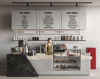 Modern Cashier Cafe Cashier Service Desk Operation Desk Water Bar Cake Display Cabinet Coffee Machine 3d model