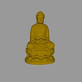 Golden Buddha Sculpture with Sitting Posture on Intricate Lotus Pedestal