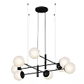 Modern Spherical Pendant Lights With White Globe Shades And Metal Frame For Living Room