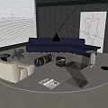 Modern sofa coffee table combination 3d model