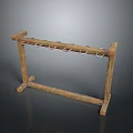 Wooden Weapon Rack With Hanging Hooks For Sword Storage And