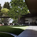 Modern Pergola Design With Outdoor Seating Area And Lush Greenery In Garden Space