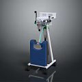 Mobile Medical Equipment With Blue Main Body White Control Panel And Rolling Wheels