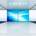 Modern Logo Display With Blue Screen Background In Clean White Space 3d model