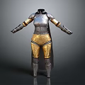 Silver And Gold Warrior Armor With Chest Plate Arm Guards Leg Armor And Cape