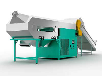 Industrial Processing Equipment With Green Body White Hopper And Yellow Conveyor 3d model
