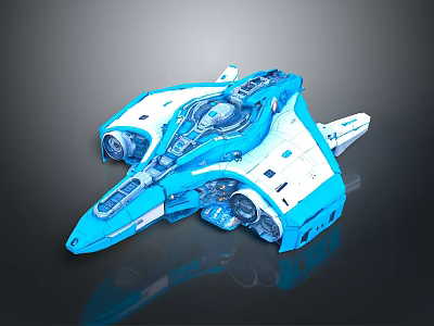 Futuristic Blue And White Cosmic Spaceship Design For Interstellar Exploration And Space Travel 3d model