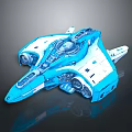 Futuristic Blue And White Cosmic Spaceship Design For Interstellar Exploration And Space Travel