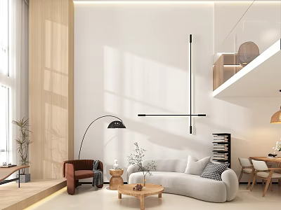 Modern Apartment Living Room With Cozy Sofa And Minimalist Decor 3d model