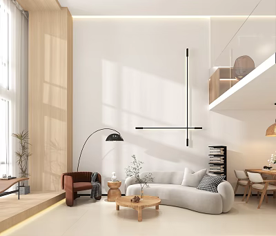 Modern Apartment Living Room With Cozy Sofa And Minimalist Decor 3d model