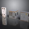 Industrial Metal Enclosures With Different Designs Gray White Rusted Details And Windows