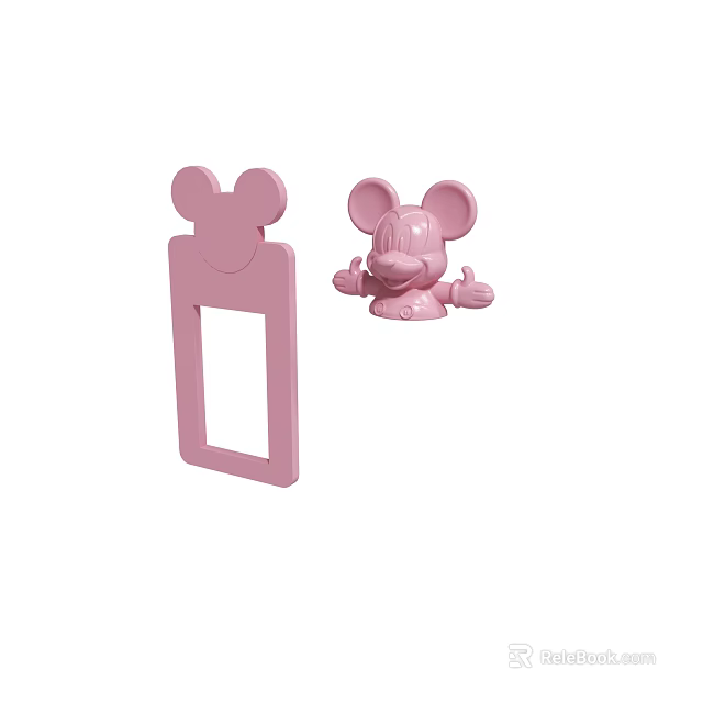 Pink Mickey Ear Shaped Decorative Frame And Thumbs Up Figure 3d model