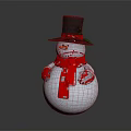 Christmas Snowman Figurine Decoration on Home Furniture with Red Accents