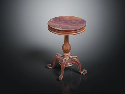 Traditional Wooden Round Top Table With Carved Pedestal And Curved Legs Design 3d model