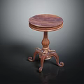 Traditional Wooden Round Top Table With Carved Pedestal And Curved Legs Design