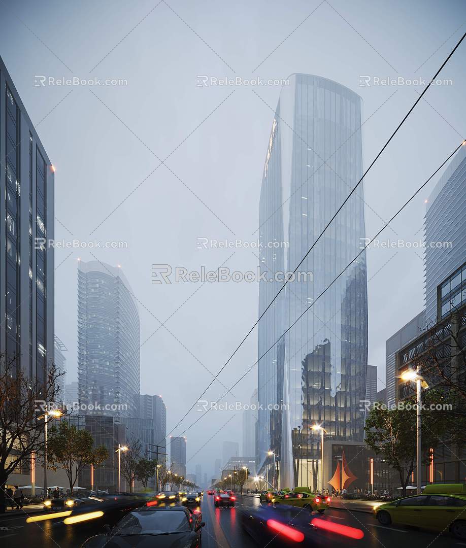 modern city building street 3d model