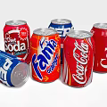 Popular Carbonated Canned Beverages Including Coca Cola Pepsi Fanta Orange And Diet Soda