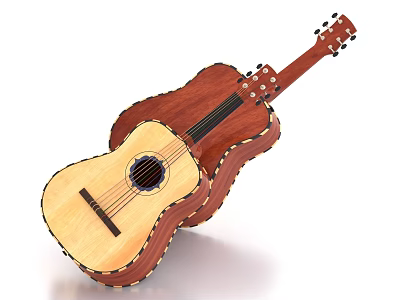 Beautiful Natural Wood Acoustic Guitar For Musical Instruments And Art Supplies 3d model