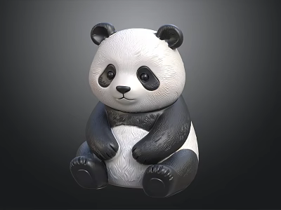 Cute Panda Decorative Figurine Ornament Set For Home Tabletop 3d model