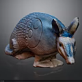 Unique Armadillo Sculpture With Blue Brown Detailed Texture Artistic Design