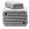 Soft Absorbent Ribbed Black Bath Towels Stacked with High Quality Material 3d model