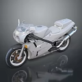 Silver Sport Motorcycle With Sleek Design Windshield And Reflective Surface 3d model