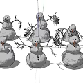 Cute Snowman Decorations With Branch Arms Carrot Noses And Smiling Faces