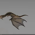 Flying Dragon With Detailed Brown Wings And Scaled Body On Dark Background