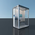 Modern Transparent Enclosed Pod Interior With Workstation Equipment And Metal Frame