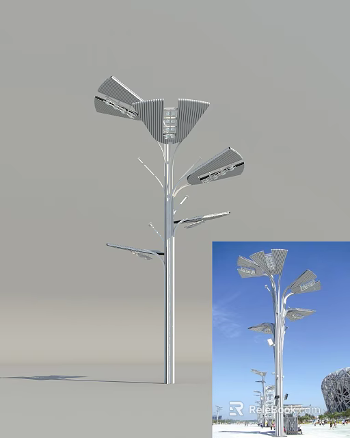 Modern Tree Shaped Outdoor Light With Multiple Metal Arms For Outdoor Spaces 3d model 