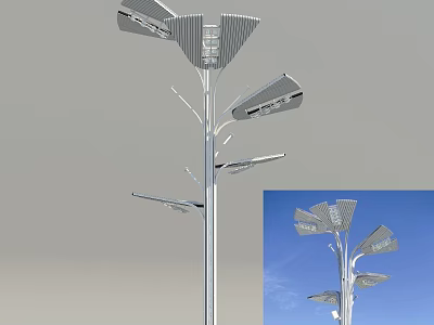 Modern Tree Shaped Outdoor Light With Multiple Metal Arms For Outdoor Spaces 3d model