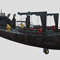 Rusty Industrial Ship With Deck Equipment And Anchor 3d model