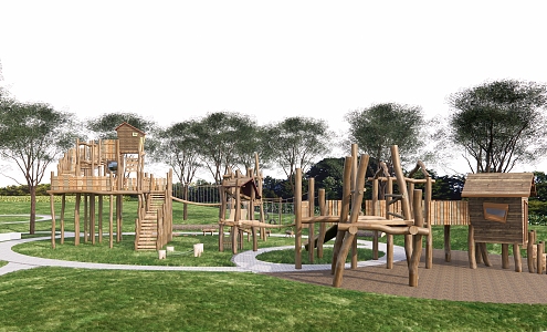 Modern children's play area Children's activity equipment Log equipment 3d model