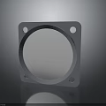 Square Metal Frame With Circular Transparent Disc And Four Mounting Holes