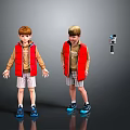 3D Character Models With Red Vest Brown Shirt Plaid Shorts And Camera Equipment