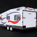 Eagle Travel Trailer With White Exterior Red Gray Graphics And Windows 3d model