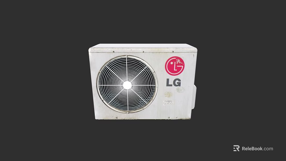 LG Air Conditioner Fan Outdoor Unit With White Design And Grille 3d model 