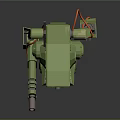 Detailed Green Robot Character With Large Wheel Cannon And Mechanical Arm UNIT 12