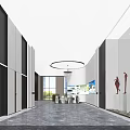 Contemporary Luxury Hotel Corridor Interior With Polished Marble Floor And Elegant Art Sculpture Decorations