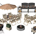 Outdoor Patio Dining Table With Umbrella Grill Chairs And Fire Pit