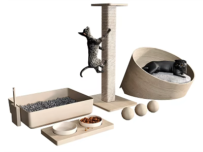 Modern Cat Nest Ornaments Combination Cat Mimi Cat Litter Cat Pot Cat Toy 3d model